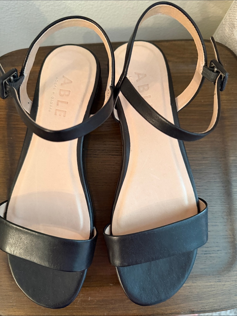 Able Black Platform Ankle-Strap Sandals NWOT - Picture 2 of 3